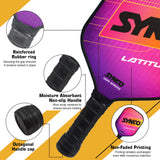 Synco Pickleball Paddle Set Latitude Pink | 2 Pickleball Rackets and 4 Pickleballs with Carry Bag | Fiberglass Lightweight Racket with Cushion Comfort Grip