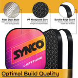 Synco Pickleball Paddle Set Latitude Pink | 2 Pickleball Rackets and 4 Pickleballs with Carry Bag | Fiberglass Lightweight Racket with Cushion Comfort Grip