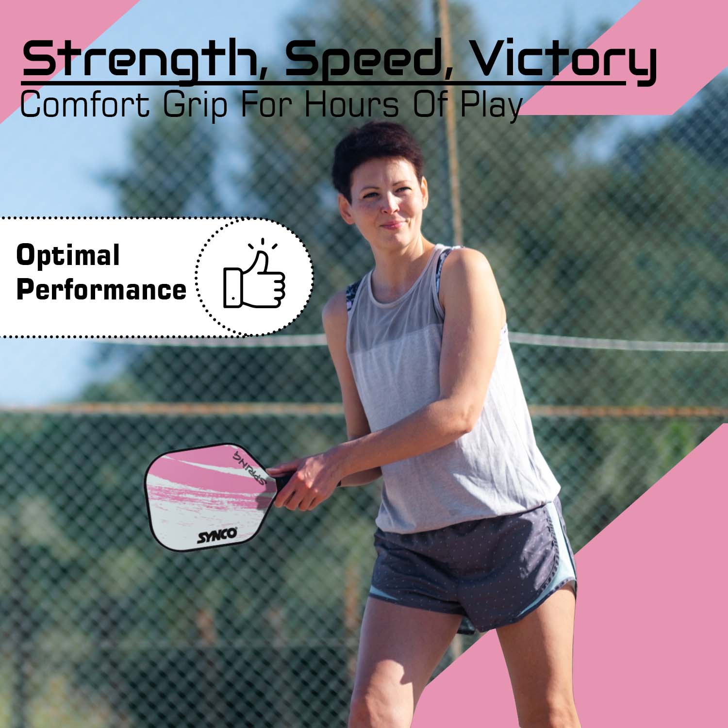 Synco Pickleball Paddle Set Spring Pink | 2 Pickleball Rackets and 4 Pickleballs with Carry Bag | Fiberglass Lightweight Racket with Cushion Comfort Grip