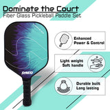 Synco Pickleball Paddle Set Lightning Blue | 2 Pickleball Rackets and 4 Pickleballs with Carry Bag | Fiberglass Lightweight Racket with Cushion Comfort Grip