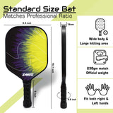 Synco Pickleball Paddle Set Lightning Yellow | 2 Pickleball Rackets and 4 Pickleballs with Carry Bag | Fiberglass Lightweight Racket with Cushion Comfort Grip