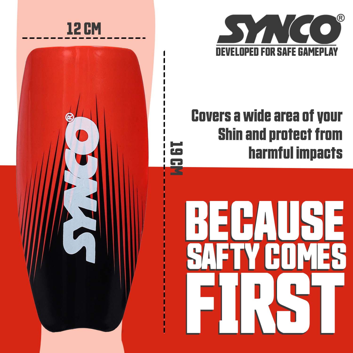 Synco Rise Shin Guard with Sleeve Combo | Shin Guard for Football | Size- Medium