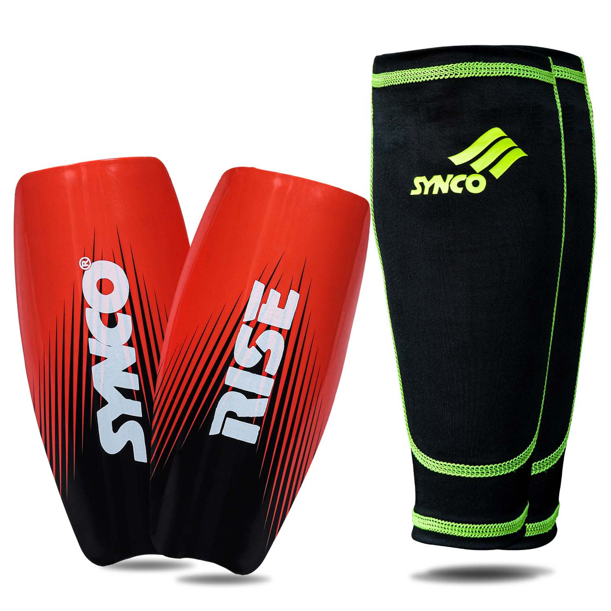 Synco Rise Shin Guard with Sleeve Combo | Shin Guard for Football | Size- Medium