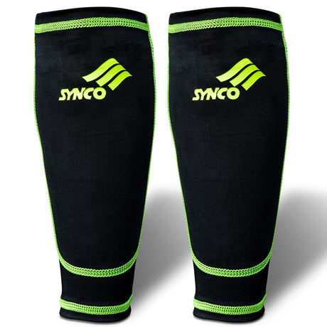 Synco Shin Guard Holder Compression Sleeves | Stretchable Lycra Fabric | 1 Pair, Black Color (Pack of 2)