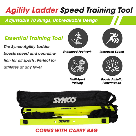 Synco Agility Speed Ladder -Adjustable (4m) Yellow