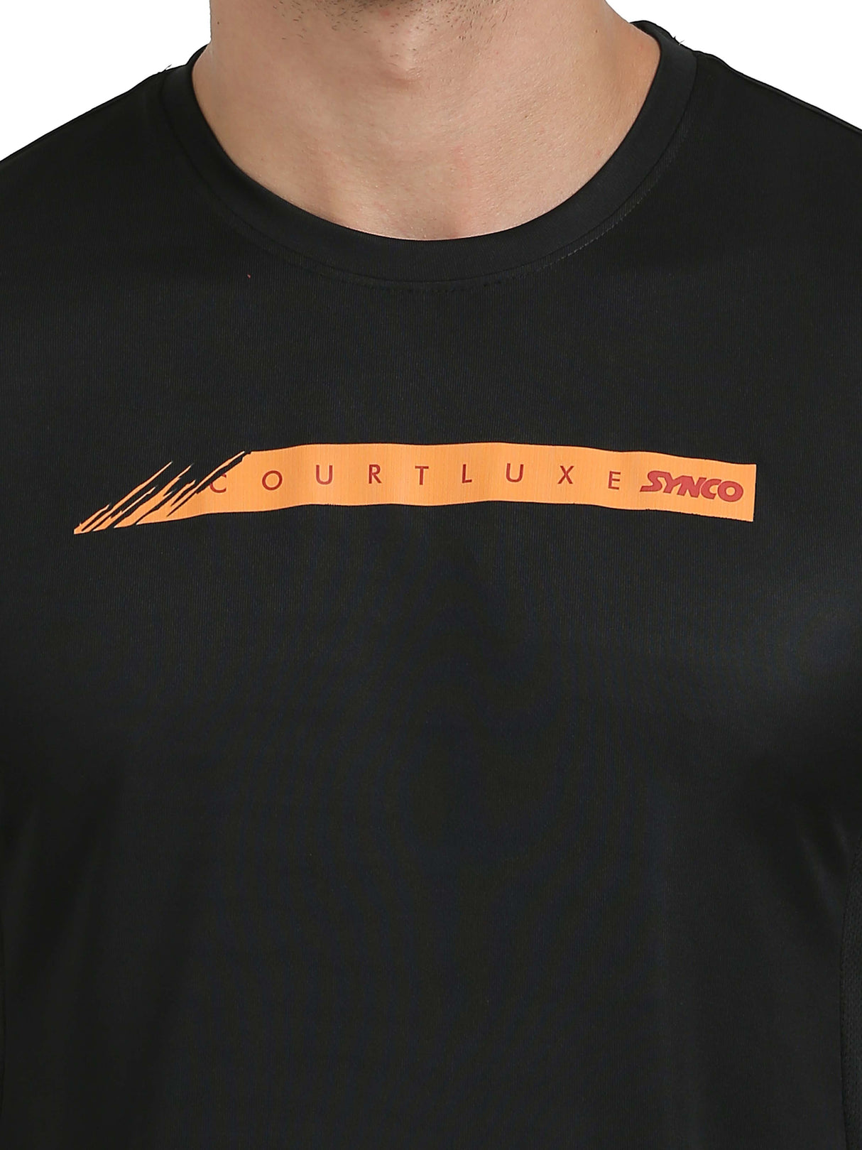 Synco Luxe Performance Sports Tshirt for Men(Black)