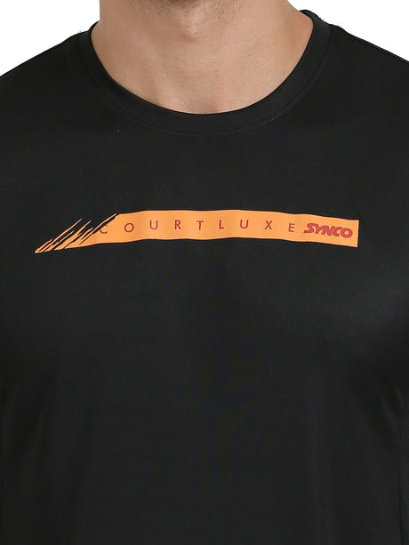 Synco Luxe Performance Sports Tshirt for Men(Black)