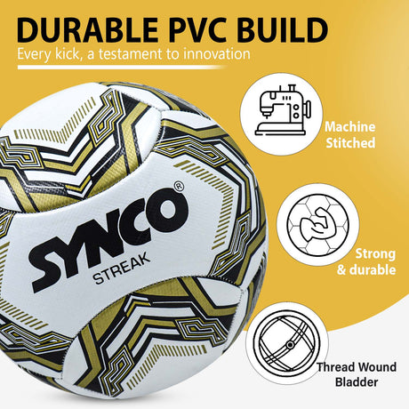 Synco Streak Football, Training Football, 6 Panels PVC machine Stiched