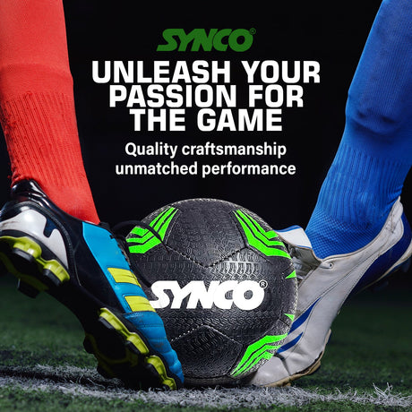 Synco Street Soccer Football | Rubberized Stitched Football | Training Soccer Ball | Suitable for Hard Ground |for boys/girls | Size 5 (Black)