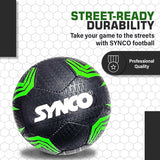 Synco Street Soccer Football | Rubberized Stitched Football | Training Soccer Ball | Suitable for Hard Ground |for boys/girls | Size 5 (Black)