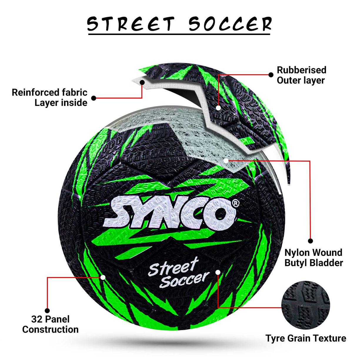 Synco Street Soccer Football (Size-5)
