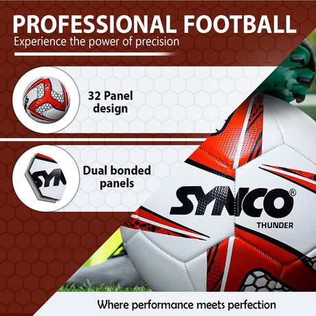 Synco Thunder Football | Pro Trainer Football | PVC Machine Stitched | Soccer Ball Size 5