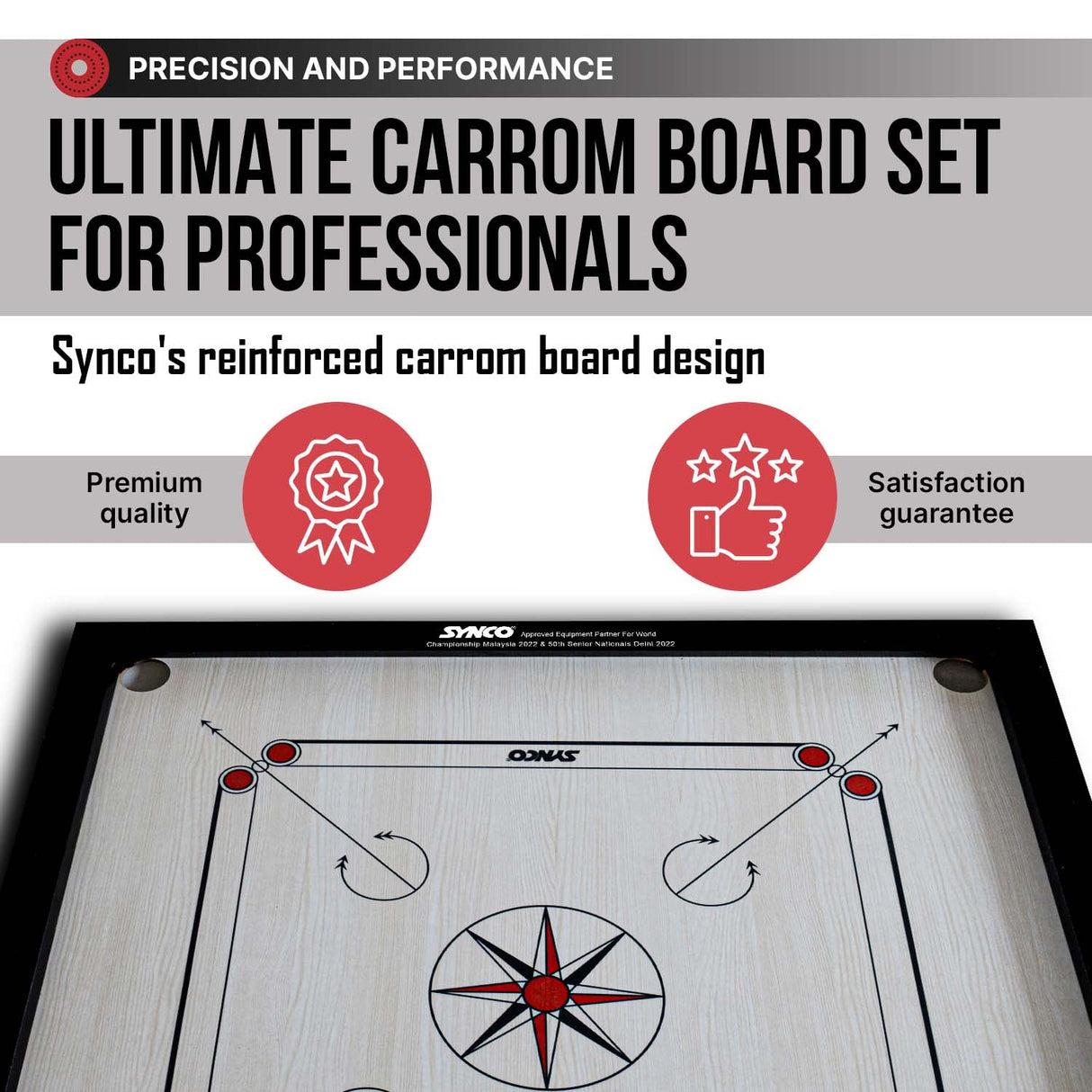 Synco 32 Inch Chakri Carrom Board | Beginner Carrom for Home & Practice
