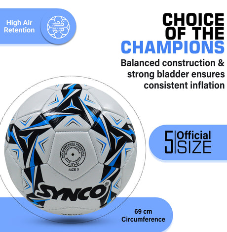 Synco Vega Football | 30 Panel PVC Machine Stitched Football | Training Football Size-5