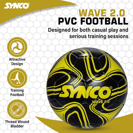 Synco Wave 2.0 Football | Training Football | PVC Machine Stitched | Soccer Ball Size 5