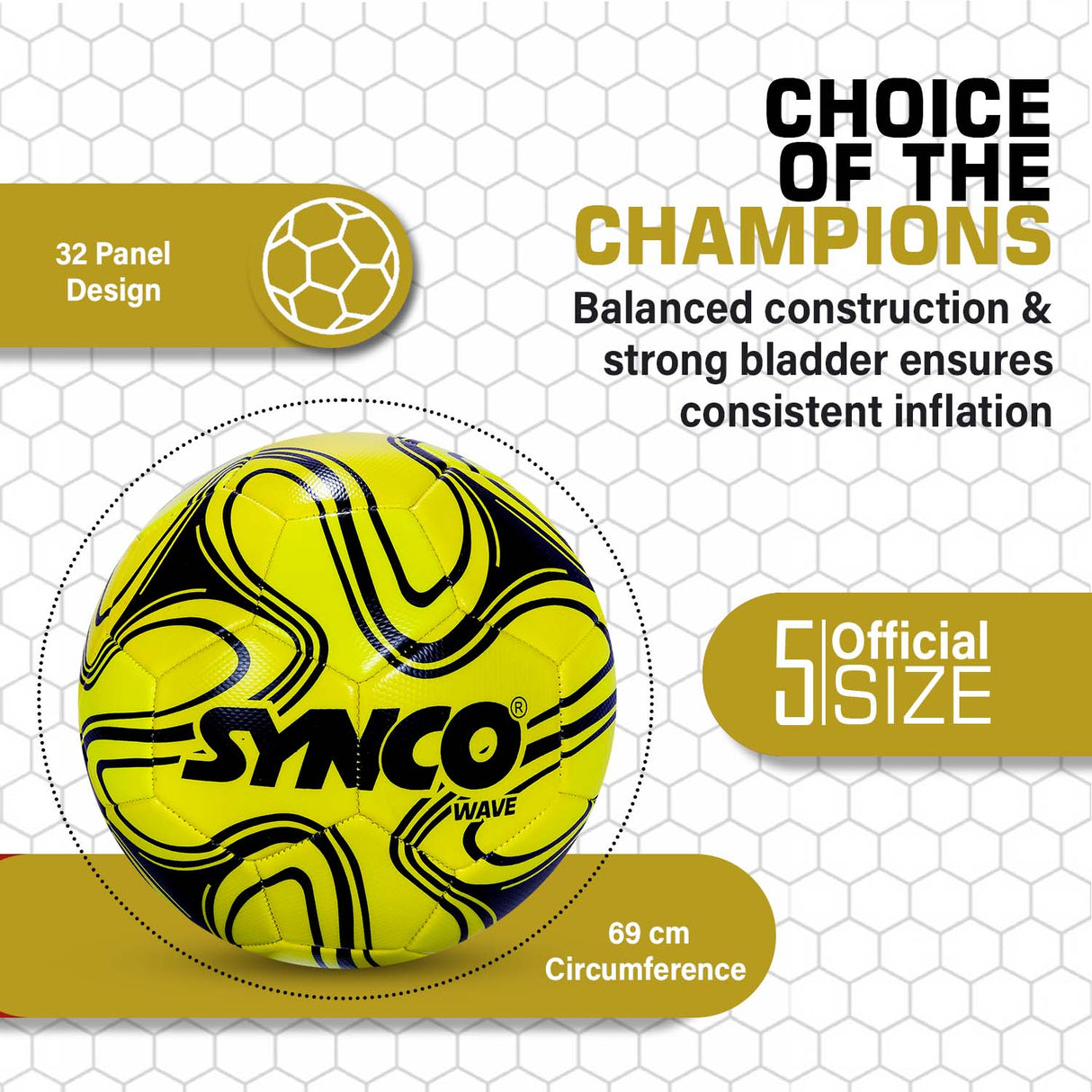 Synco Wave Football | Training Football | PVC Machine Stitched | Soccer Ball Size 5