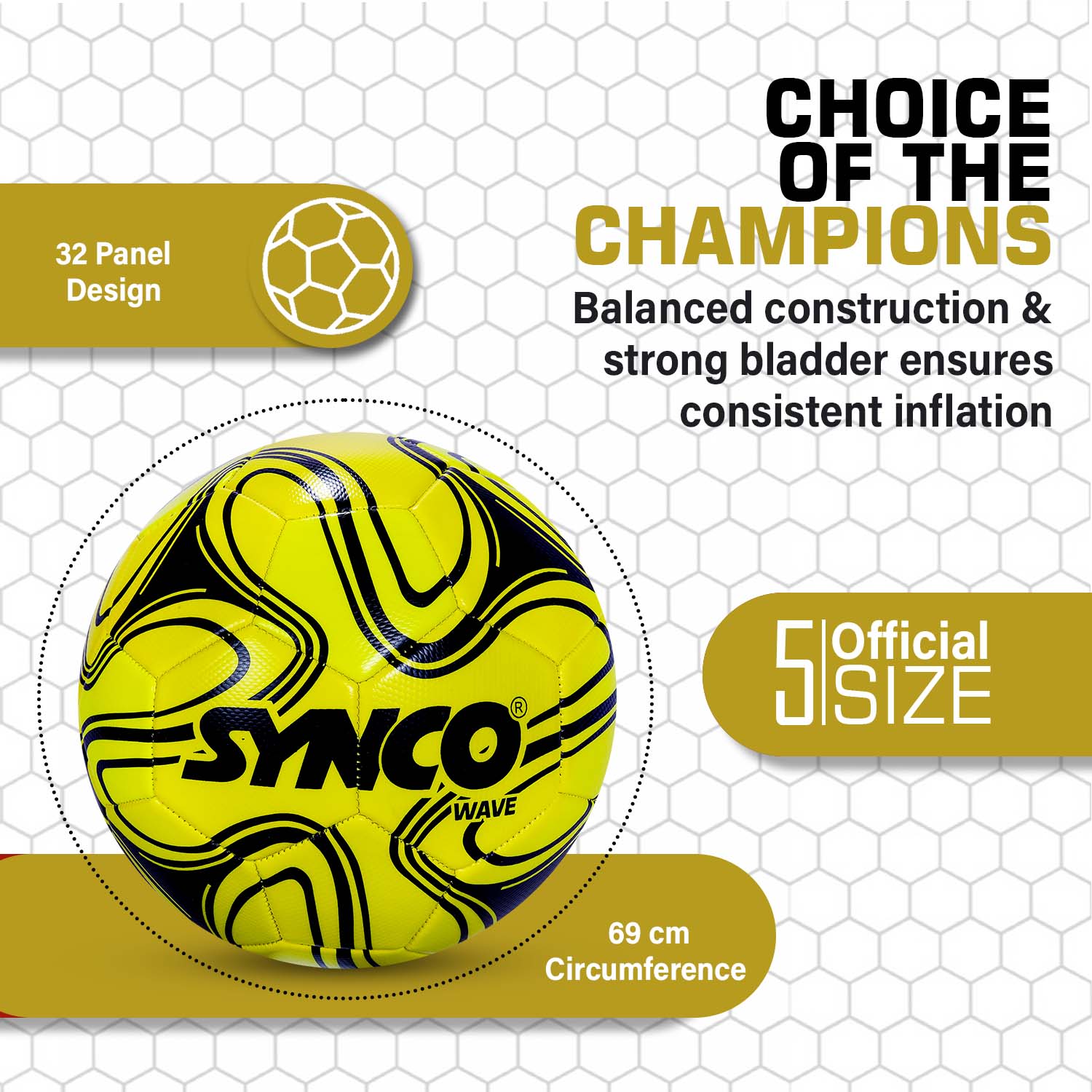 Synco Wave Football | Training Football | PVC Machine Stitched | Soccer Ball Size 5