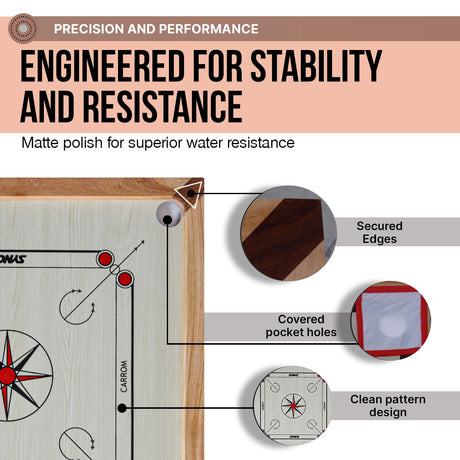 Synco 32" Inch Mango Carrom Board| Pro Training Carrom Board for Amateurs