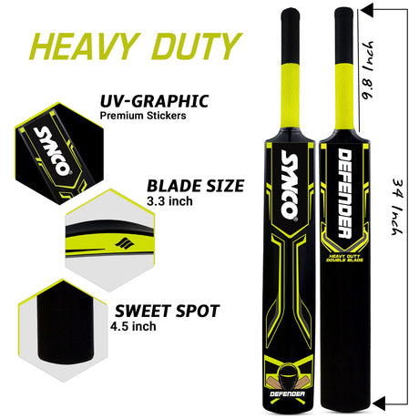 Synco Defender Plastic Cricket Bat - Double Blade (Heavy Duty)
