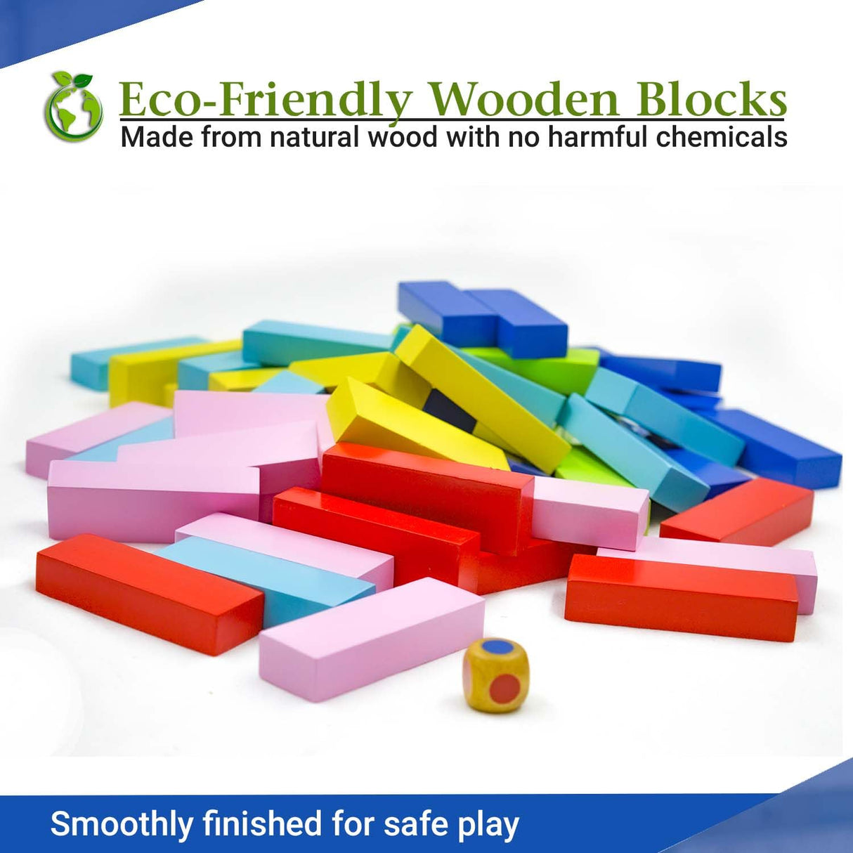 Synco Mini Tower | Wooden Tumbling Tower | Best Wooden Game for Children & Adults | Mini Wooden Block Set For Family Fun, Skill-Building Game Multicolor Blocks-54Pc
