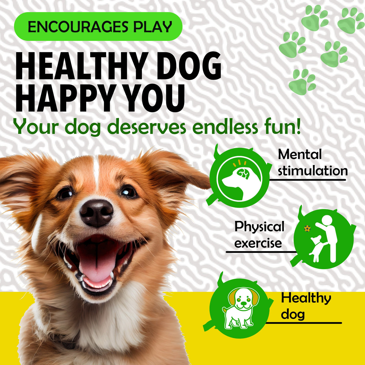 Synco Dog Football with Green Holding loops (Yellow) | size-3