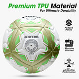 Synco Green Star Embossed Football | Professional Match Ball | TPU Machine Stitched | Size-5