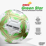 Synco Green Star Embossed Football | Professional Match Ball | TPU Machine Stitched | Size-5