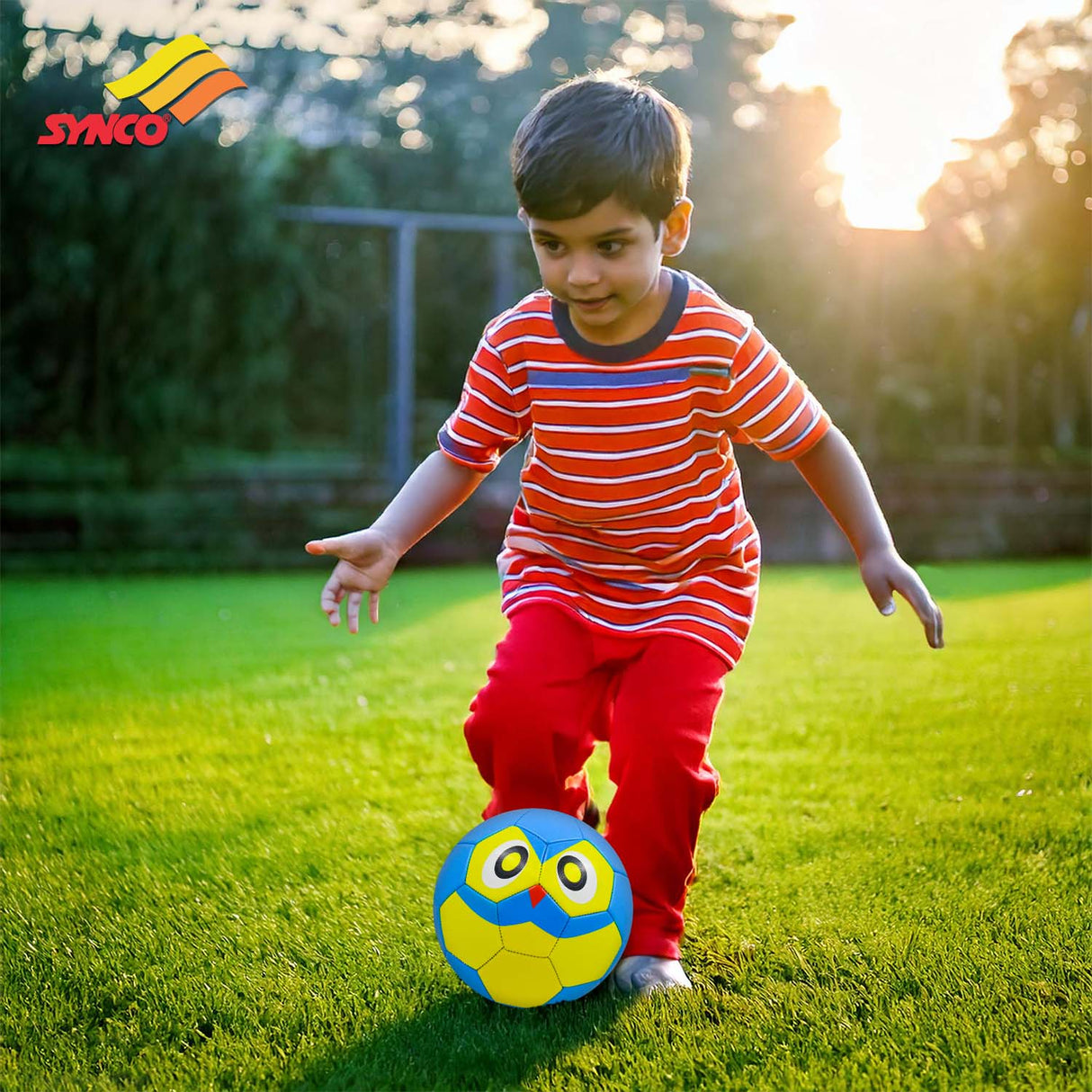 Synco Kids Football | Owl Faced Soft PVC Material | For Indoor & Outdoor Gameplay | Size-3