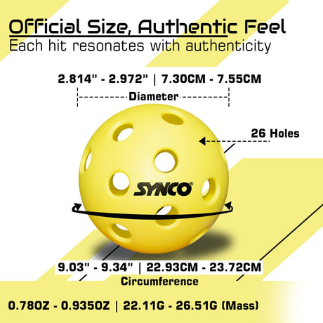 Synco Pickleball Ball S26 | High Performance Indoor Pickleball | Set of 12