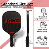 Synco Pickleball Paddle Set Carbonium Red | 2 Pickleball Rackets and 4 Pickleballs with Carry Bag | Fiberglass Lightweight Racket with Cushion Comfort Grip