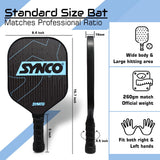 Synco Pickleball Paddle Set Carbonium Blue | 1 Pickleball Rackets and 2 Pickleballs with Carry Bag | Fiberglass Lightweight Racket with Cushion Comfort Grip