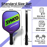 Synco Pickleball Paddle Set Latitude Blue | 2 Pickleball Rackets and 4 Pickleballs with Carry Bag | Fiberglass Lightweight Racket with Cushion Comfort Grip