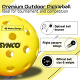 Synco Pickleball Ball S40 | High Performance Outdoor Pickleball | Set of 3