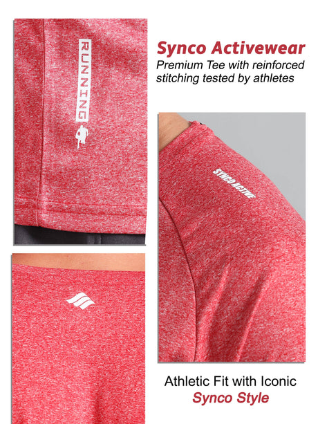 Synco Fusion Sports Tshirt for Men(Red) -Ideal for Running,Gym