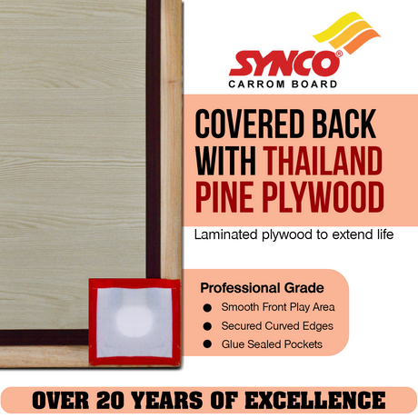 Synco 32" Inch Mango Carrom Board| Pro Training Carrom Board for Amateurs