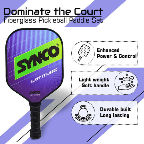 Synco Pickleball Paddle Latitude Blue | Pickleball Racket Lightweight with 16mm Thickness