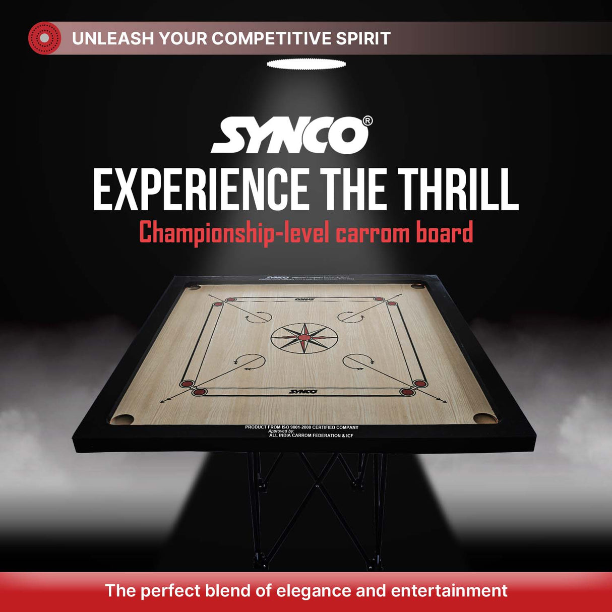 Synco 32 Inch Chakri Carrom Board | Beginner Carrom for Home & Practice
