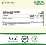 Chromium Picolinate 120 Capsules Blood Sugar, Metabolism & Weight Support