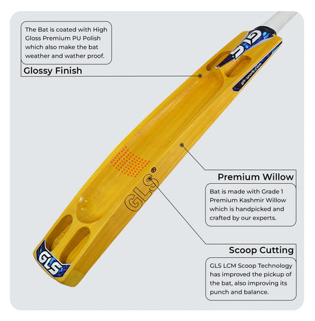 GLS Destroyer Teak Kashmir Willow Scoop Bat For Hard Tennis Ball | Greenland Enterprises (Gls Sports)