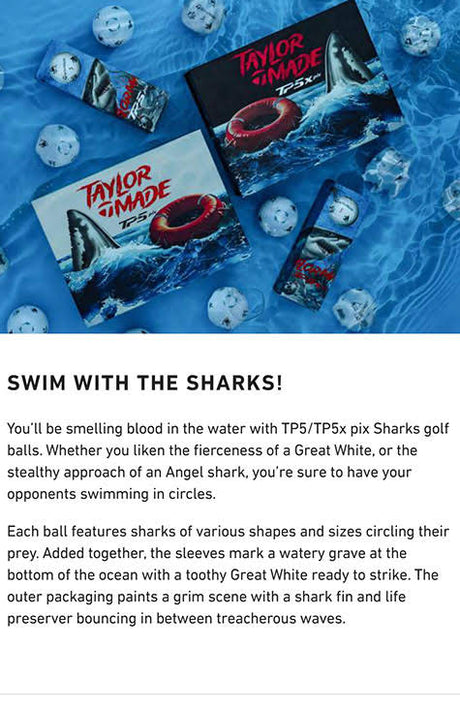 Taylormade TP5x Pix Sharks Golf Balls - White