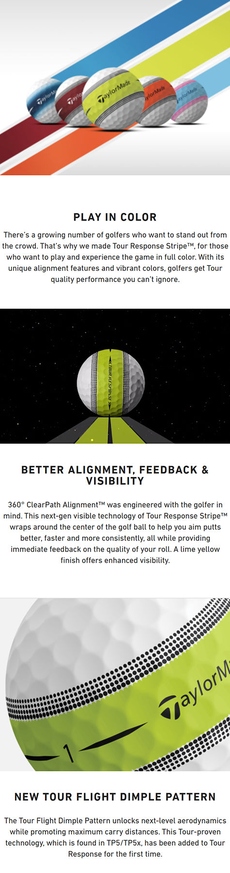 Taylormade Tour Response Stripe Golf Balls - Multi Color