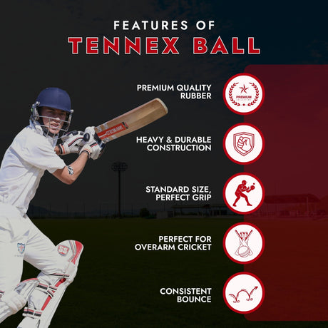 Cricket Tennis Ball Premier Heavy Weight (Pack of 6) - Small Ground Overarm | Tennex