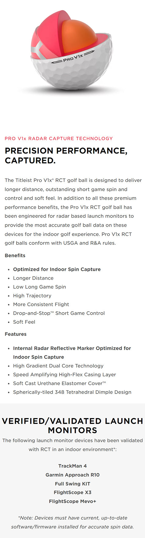 Titleist Pro V1x RCT Balls - White