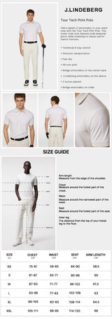 J Lindeberg Men's Tour Tech Print Golf Polo - Shadow Bridge Moonbeam S