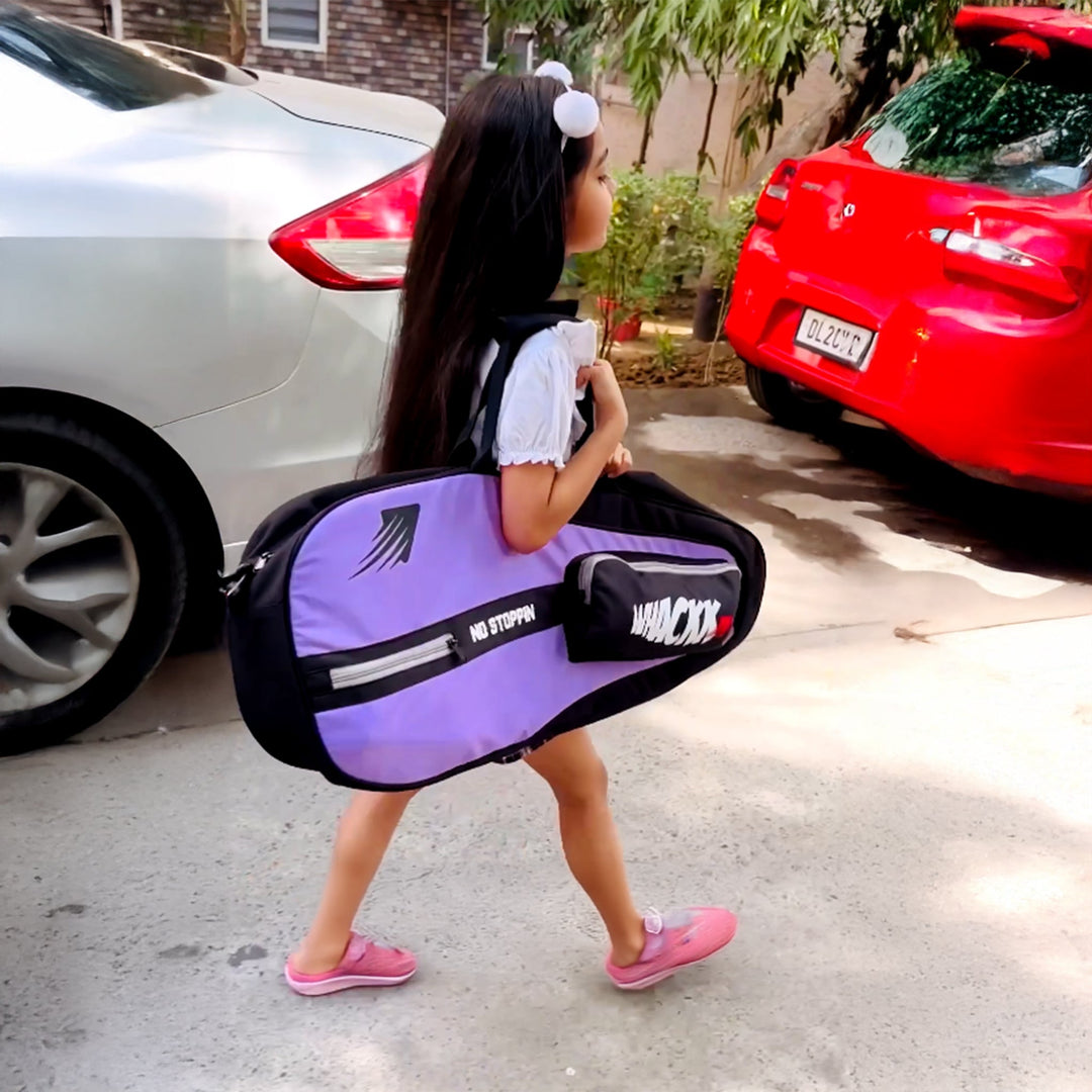Drive 27L Lavender| Unisex Lightwieght Tennis Badminton Squash Equipment Cover Kit Bag Shoe Pocket | Air Ventilated Pocket for Wet Clothes | 4T 6B Racket | Backpack & Duffel