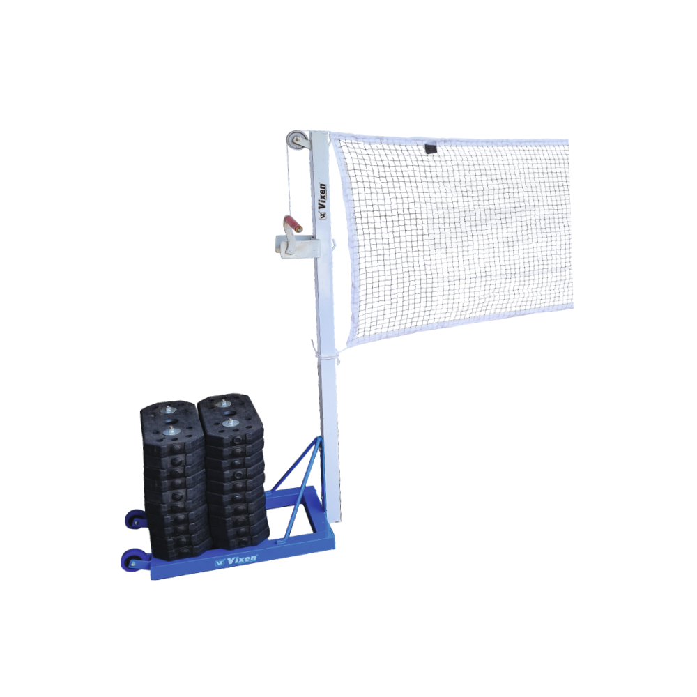 BADMINTON POST SQUARE MOVABLE 50MM WITH NET 200 KG