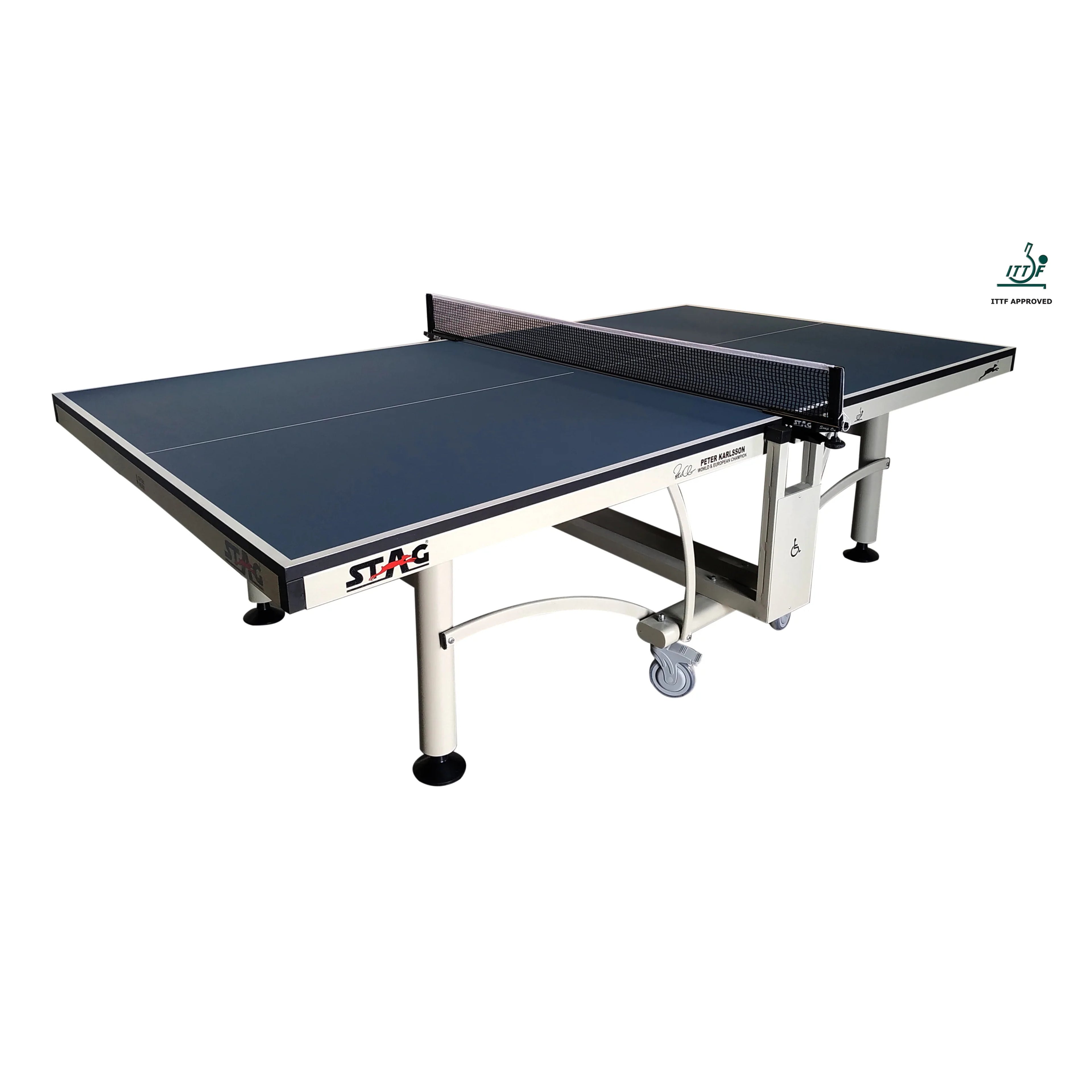 STAG GLOBAL Peter Karlsson Table Tennis Table High Level Competition TT Table with 2 TT Rackets, 6 Balls, 1 Table Cover & Clamp Net
