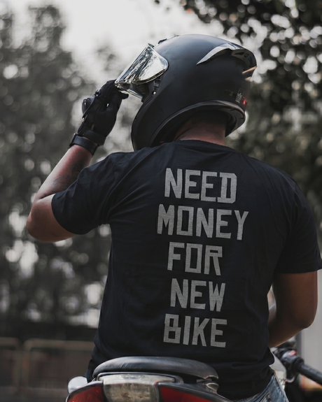 Need Money for New Bike T- Shirt  - BLACK | 100kmph