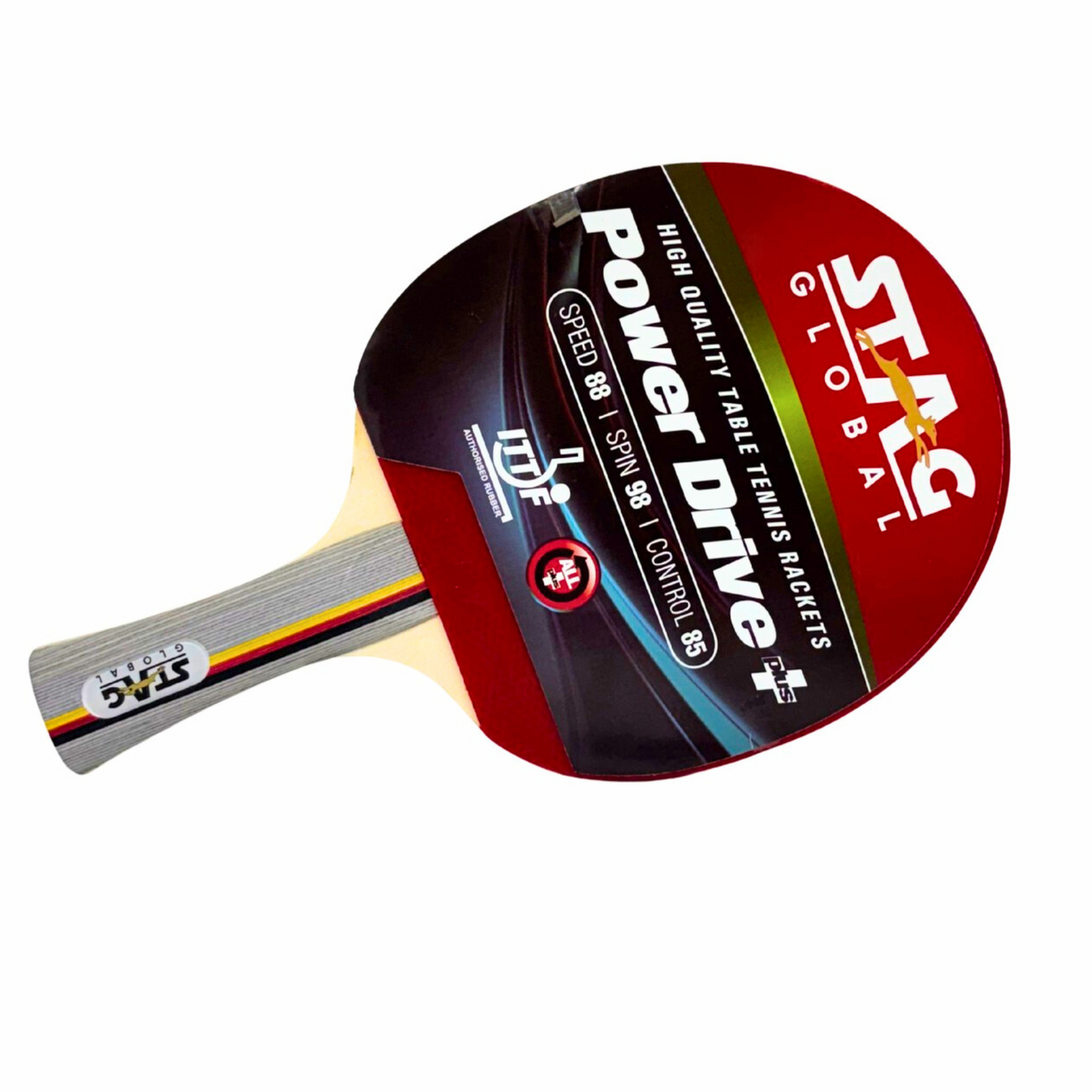 STAG GLOBAL Power Drive+ Table Tennis Racket | ITTF Approved | High Spin | Speed & Control Paddle