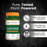 Caffeine 200mg Tablets Energy, Focus & Stamina Support | 120 Veg Tablets
